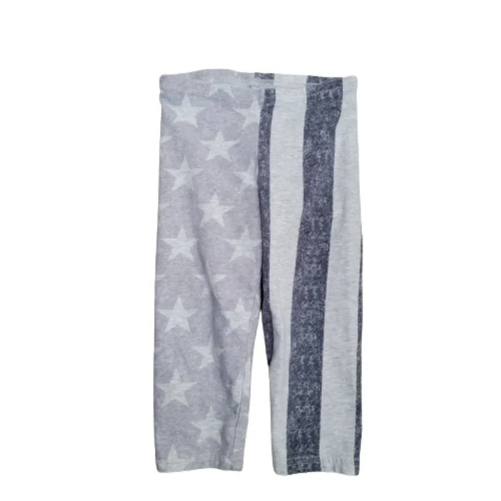 Old Navy Girls Stars & Stripes Pull‑On Leggings White/Gray XS 5 Elastic Waist